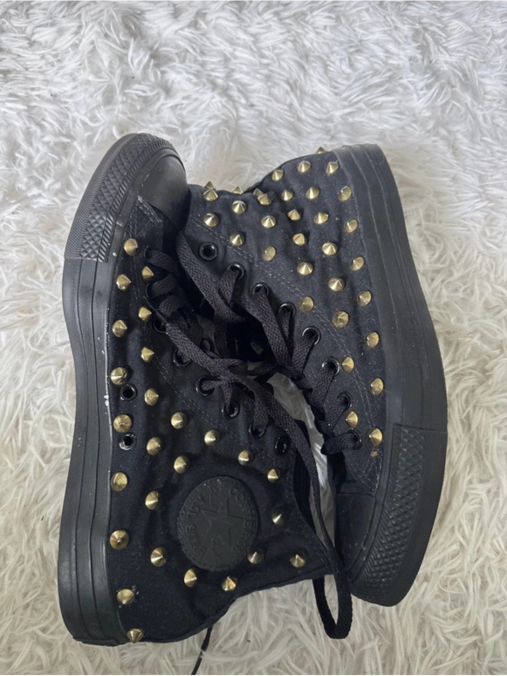 Black Studded High-Top Sneakers Converse